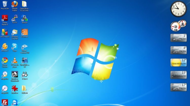 startscherm van windows 7